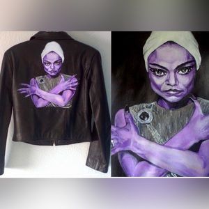 🔮✨ Eartha Kitt ✨🔮 Hand-Painted leather jacket • MOVING SALE